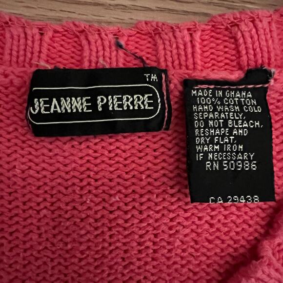 Vintage Coral Pink Cotton Sweater XS/S | V-Neck Minimalist Preppy Coastal Knit - Picture 5 of 5